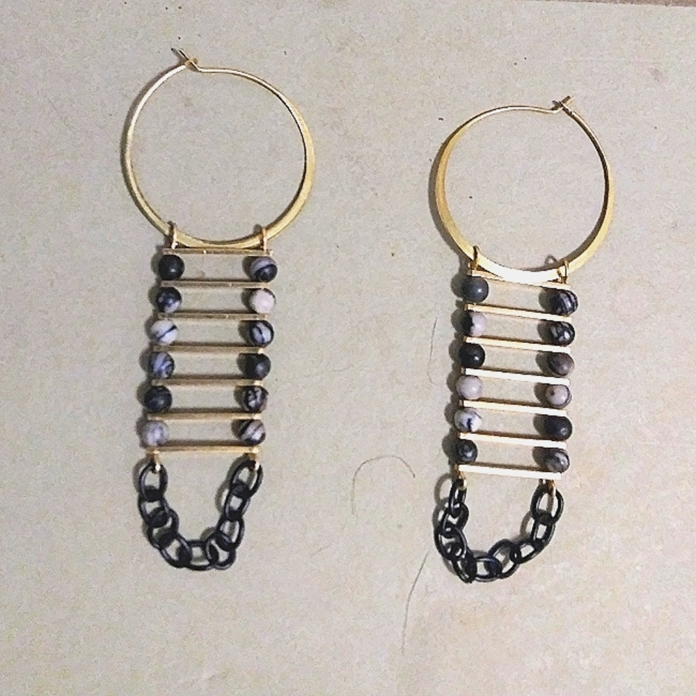 Zebra Jasper 'Ladder' Hoops